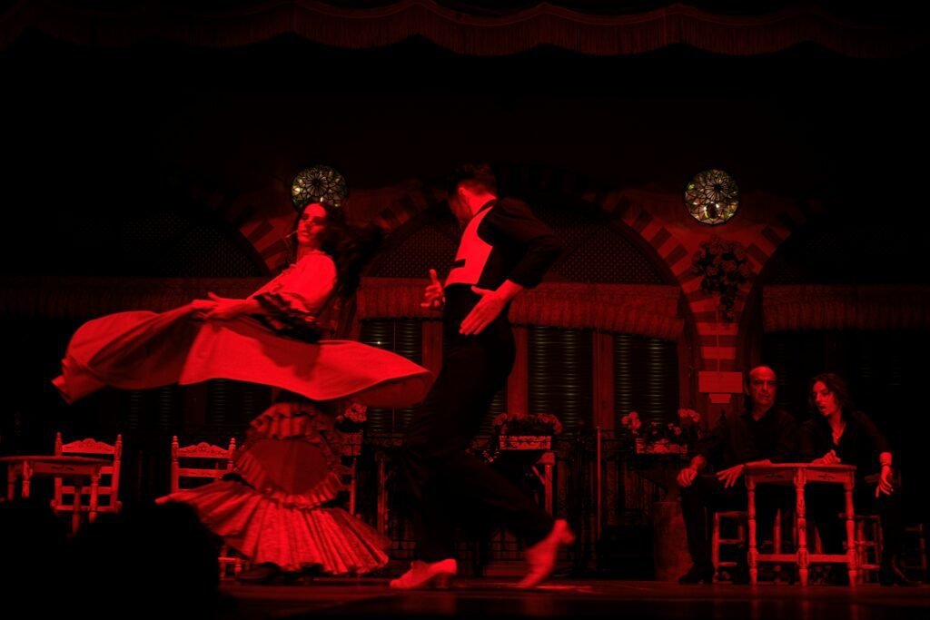
Flamenco dancer mid-performance