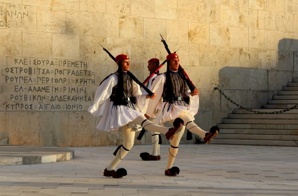 Syntagma Square: A photo of the Changing of the Guard ceremony.