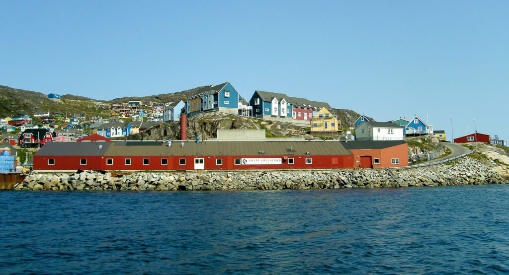 Colorful houses of Qaqortoq - Inuit culture in Greenland.