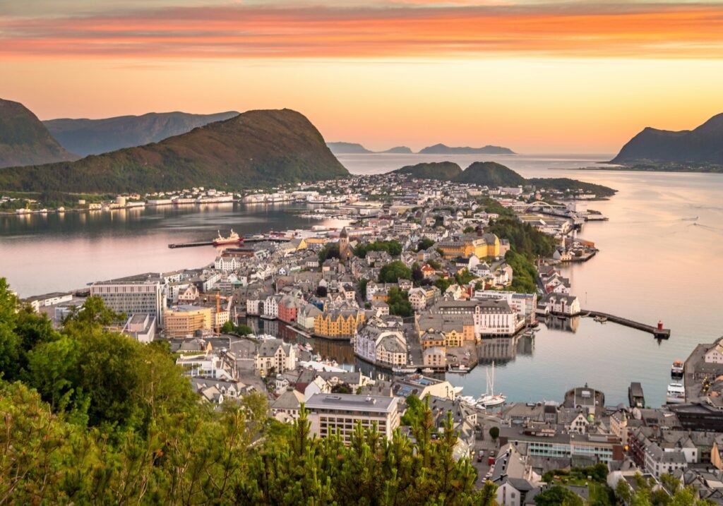 Art Nouveau architecture in Ålesund - Unique coastal town.