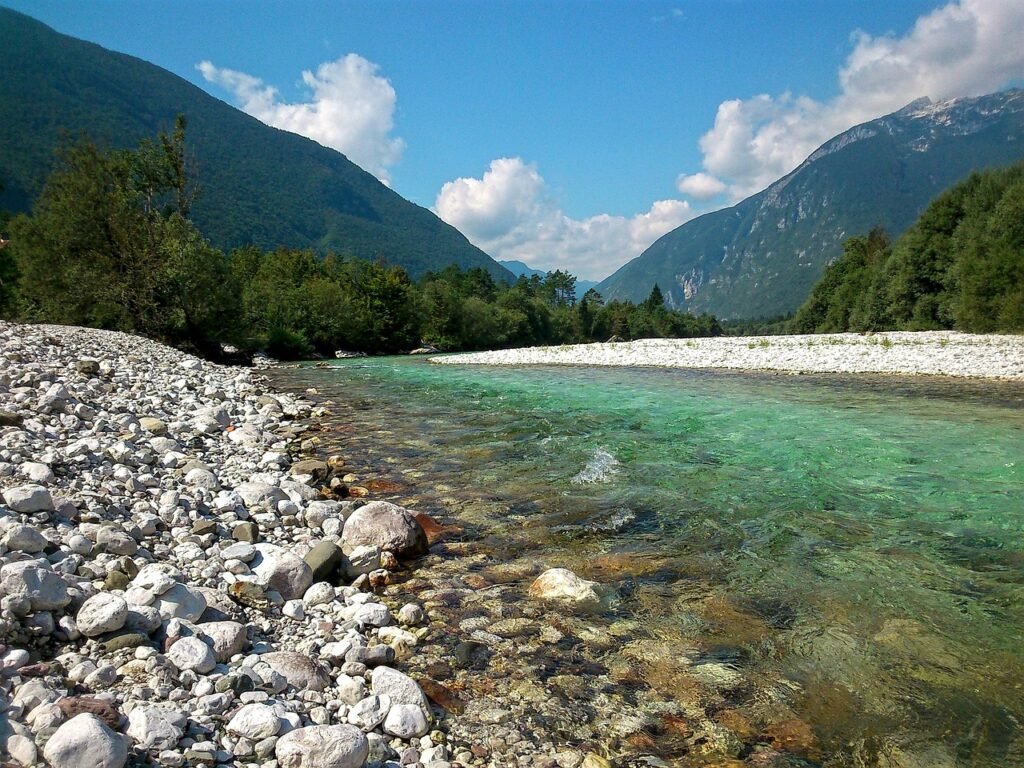 A serene image of the Soča River